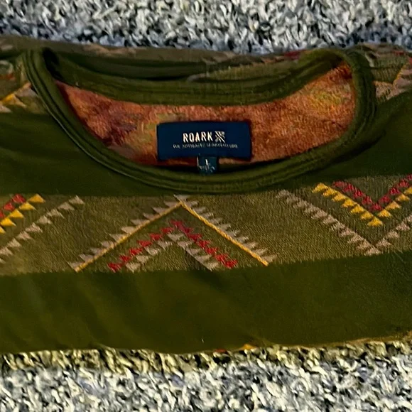 Roark 100% Organic Cotton Green Patterned Shirt with front pocket. Size L. - Picture 1 of 8